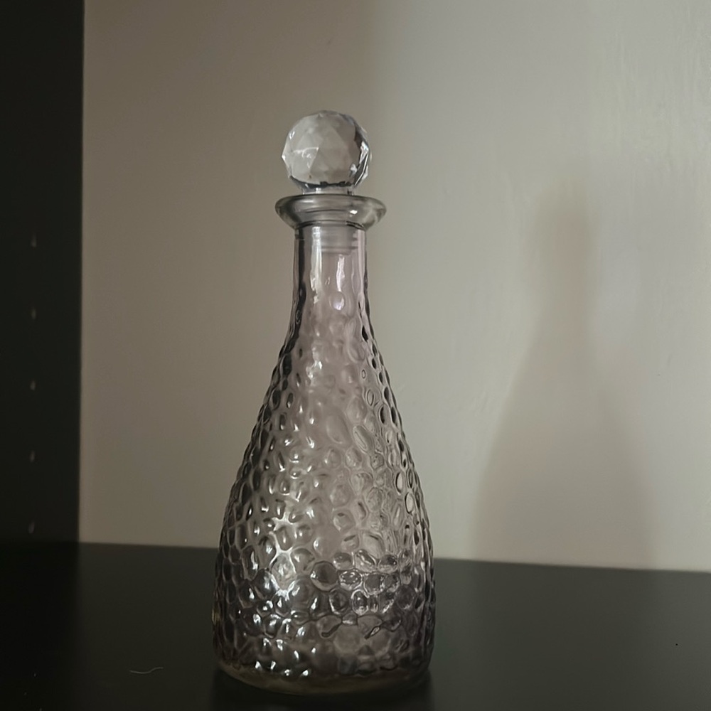 Vintage Decorative Textured Glass Vase for Flowers or Storage